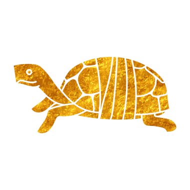 Yaralı kaplumbağa kabuğu çizimi altın renginde.