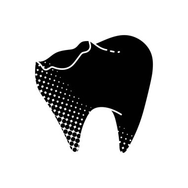 Sağlıksız diş ve siyah el çizimi simgesi.