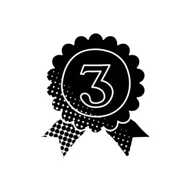 Madalyalar yarım ton desen biçiminde siyah el çizimi simgesi