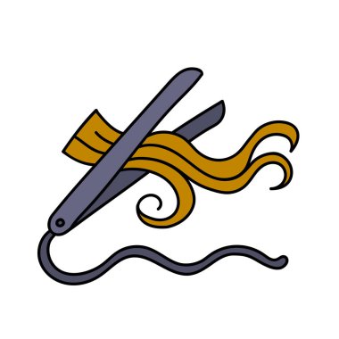 saç demiri el çizimi renk vektörü çizimi