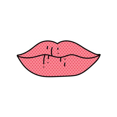 kadın dudak yarım ton el çizimi renk vektörü çizimi