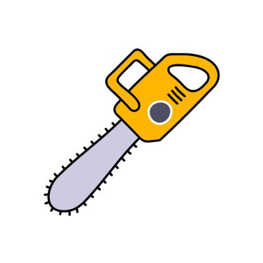 zincir testere el çizimi renk vektörü çizimi