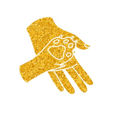 Hayvan bakımı ikonu Köpek pençesi ve altın rengi palmiye çizimi