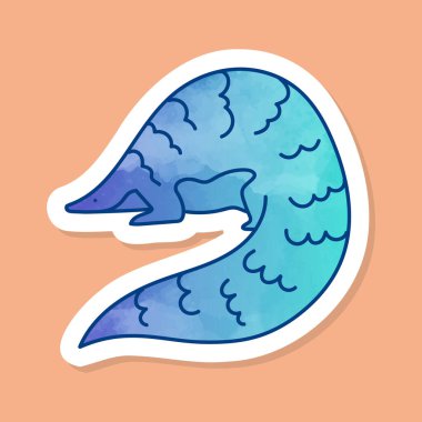 color sticker pangolin color vector illustration clipart