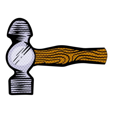 yuvarlak başlı çekiç simgesi el çizimi yarım ton renk vektörü çizimi