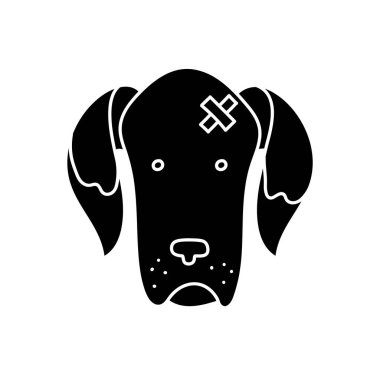 Yaralı köpek siyah el çizimi simgesi