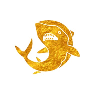 Altın rengi köpekbalığı ikonu çizimi