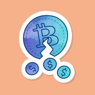 Bitcoin şifreleme madeni para ve dolar renk etiketi