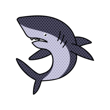 Köpekbalığı yarım ton el çizimi renk vektör çizimi