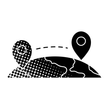 Yarım ton desen biçimi harita rotasında siyah el çizimi simgesi