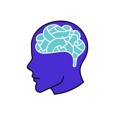 zihinsel sağlık insan beyni el çizimi renk vektörü çizimi