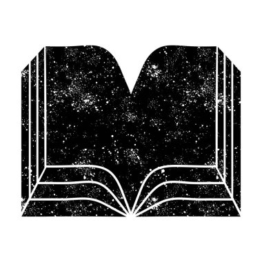 Grunge görünümlü kitap siyah el çizilmiş simgesi