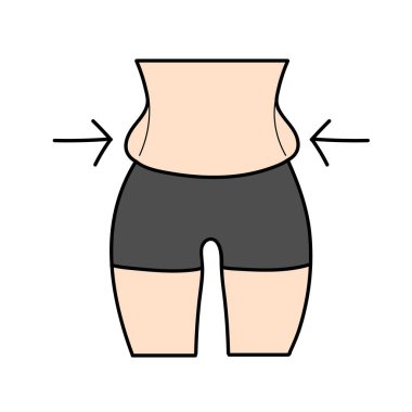 Kadınlar estetik cerrahi karın yağlı yağlı liposuction el çizimi renk vektörü çizimi