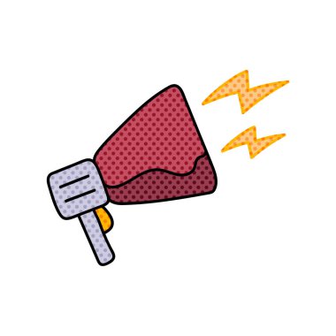 megafon hoparlörü yarım ton elle çizilmiş renk vektörü çizimi