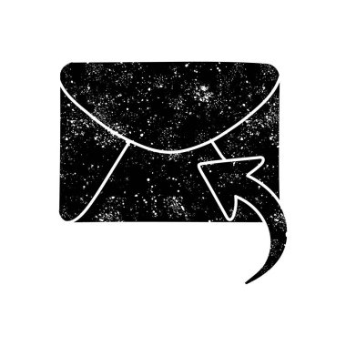 E- posta siyah el çizilmiş simgesini grunge görünümünde yanıtla