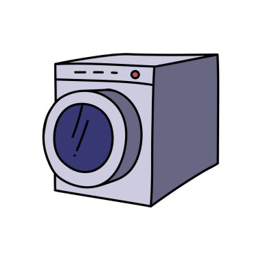 elektrikli çamaşır makinesi elle çizilmiş renk vektörü çizimi