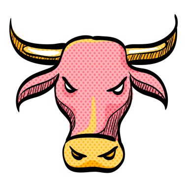 Bullish yarım ton simgesi elle çizilmiş renk vektörü çizimi