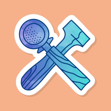 Coffee tamper and portafilter color sticker clipart