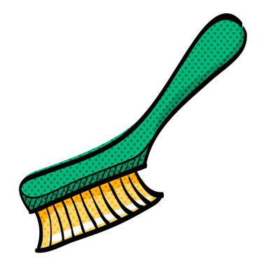 banyo fırçası yarım ton simgesi elle çizilmiş renk vektörü çizimi