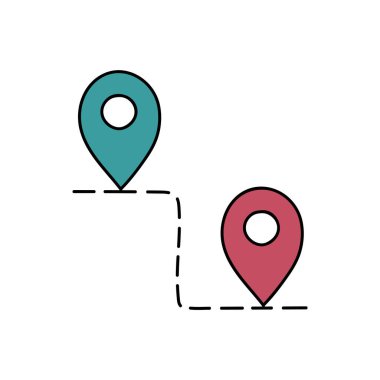 harita rotası el çizimi renk vektör çizimi