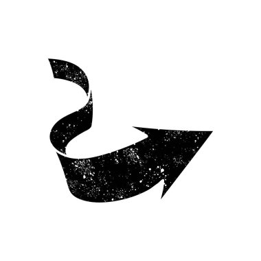 Grunge görünümünde ok siyah el çizilmiş simgesi