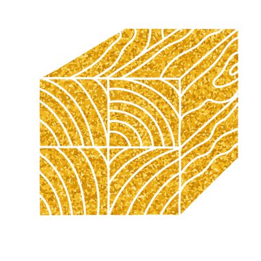 Altın rengi olarak işaretlenmiş tahta direkli çizim