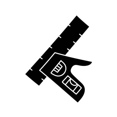 Ahşap çalışma aracı ayarlanabilir cetvel siyah el çizilmiş simgesi