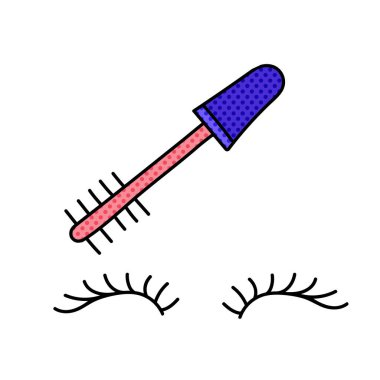 Kozmetik makyaj kirpik yarım ton el çizimi renk vektörü çizimi