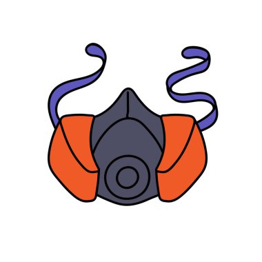 solunum aygıtı el çizimi renk vektörü çizimi