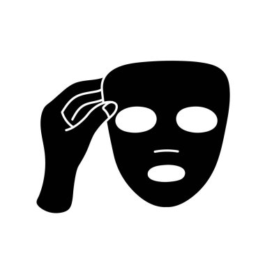 Yüz maskesi sayfası siyah el çizimi simgesi