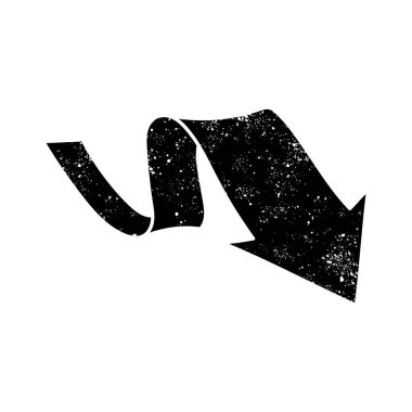 Grunge görünümünde ok siyah el çizilmiş simgesi