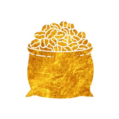 Kahve çekirdeği çuvalı altın rengi çiziyor.