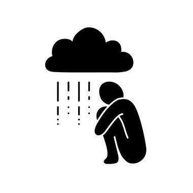 Ruh sağlığı ikonu depresyonu Kara El simgesi çizildi