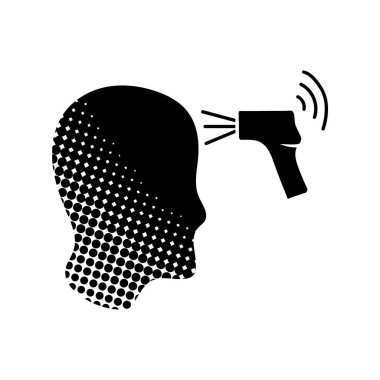 Dijital termometre simgesi termometre silah vücut sıcaklığı yarım ton desen biçiminde siyah el çizilmiş simge kontrol