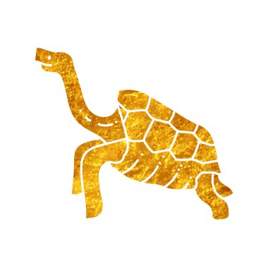 Galapagos dev kaplumbağası altın renkli çizim yapıyor.