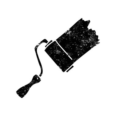 Grunge görünümünde siyah el çizimi simgesi olan boya silindiri