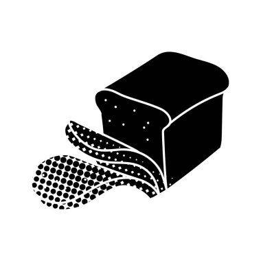 Yarım ton desenli dilimlenmiş ekmek somunu siyah el çizimi simgesi