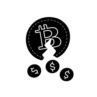 Bitcoin kripto para ve dolar siyah el çizilmiş simge