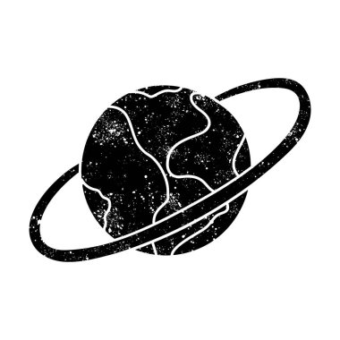 grunge 'da siyah el çizimi simgesi Bak küresel iş simgesi