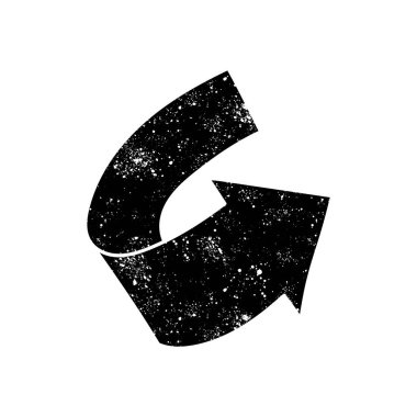 Grunge görünümünde ok siyah el çizilmiş simgesi