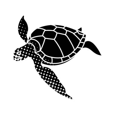 Deniz kaplumbağası siyah el çizimi simgesi.