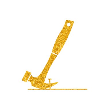 Çekiç, çiviyi altın renginde çekiyor.