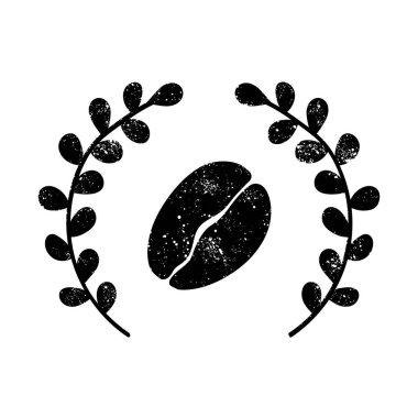 Kahve çekirdeği ve siyah el çizimi ikonu grunge görünümü