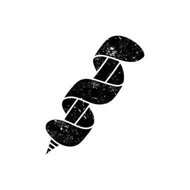 Ahşap delik ucu matkabı. Grunge görünümlü siyah el çizimi simgesi.