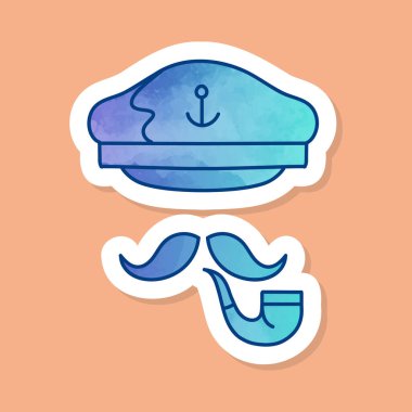 Gemi kaptanı şapkası ve sigara tutacağı renk etiketi