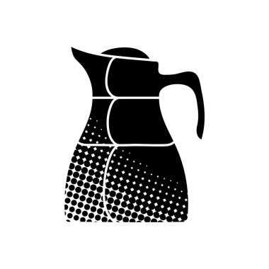 Yarım ton desenli simge çizilmiş sürahi siyah el içeceği.