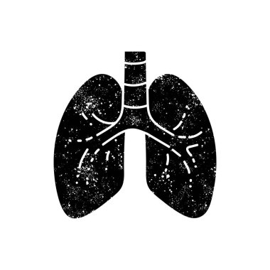 Sağlıklı insan ciğerleri grunge görünümlü siyah el çizimi simgesi