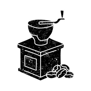 Kahve öğütücü aleti grunge görünümü ile siyah el çizilmiş ikon