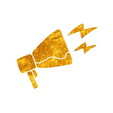 Megafon hoparlörü altın rengi çiziyor.