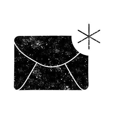 Grunge görünümünde yeni e- posta siyah el çizimi simgesi